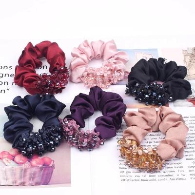 China Decorations Women Crystal Elastic Hair Rope Ponytail for Lady Girls Hair Ties Bow Accessories Scrunchies for sale