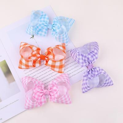 China SAME NEW PICTURE Kids Plaid Ribbon Hangs Kids Hair Bands Accessories Clips Headdress for sale