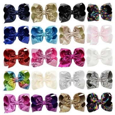 China SAME IMAGE Bulk Price Mixed Colors Large 8 Inch Glitter Hair Bows for sale