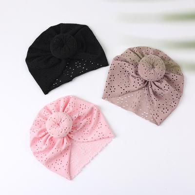 China European and American style children's hat solid color hole baby fetal donut lace breathable baby hat for sale