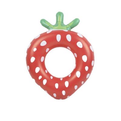 China High Quality Inflatable Strawberry Shaped Swim Float Swimming Ring For Kids for sale