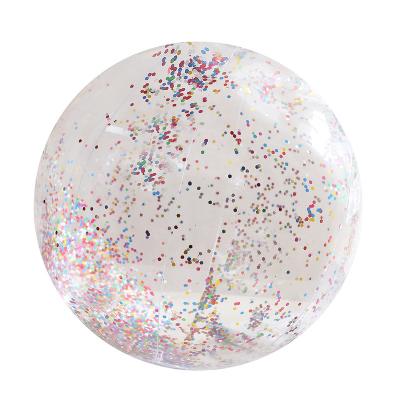 China WholesaleGlitter Summer PVC Funny Transparent Inflatable Beach Ball Custom Sports Pool Toys Confetti Beach Ball for sale