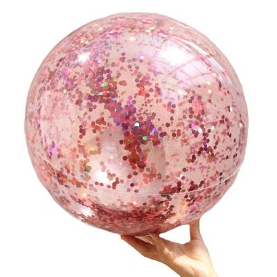 China Jumbo Sports Funny Beach Ball Pool Toys Balls Confetti Glitter Inflatable Clear Beach Ball Pool Water Fun Toys for sale