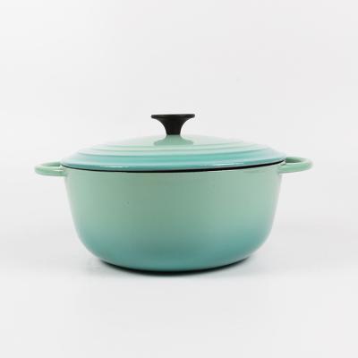 China Traditional Peacock Blue Cooking Pot Casserole Enamel Cast Iron Casserole Dish With Metal Lid for sale