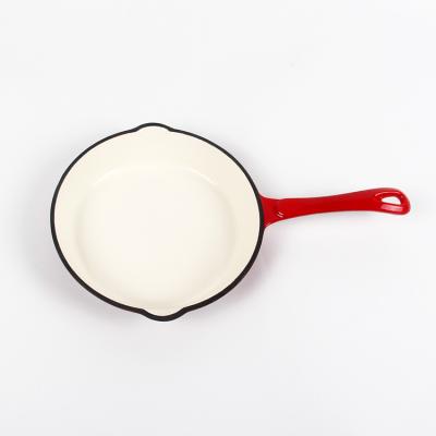 China Amazon Cast Iron Enamel Round Sustainable Hot Selling Smooth Surface Frying Pan for sale