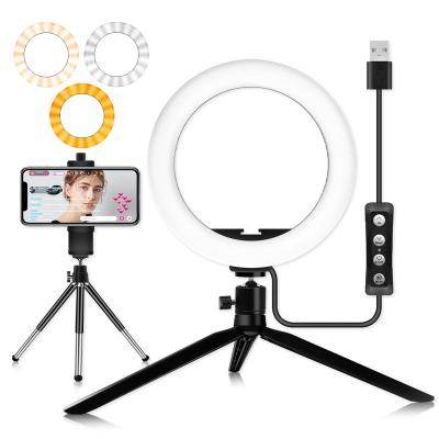 China Mini Hot Sales Live Streaming Desktop 360 Photographic Lighting with Tripod Stand 6inch 8inch 10inch Ring Light for sale