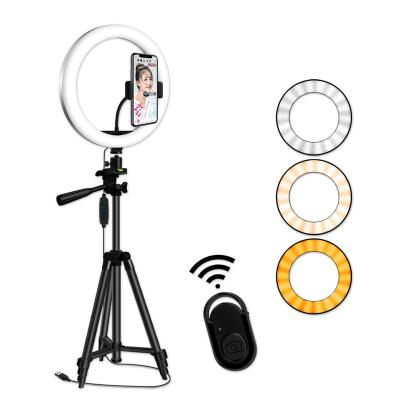 China Makeup ; Reading ; Live Broadcast Top Selling Adjusted Tripod Height Live Lamp ABS+PC 10 Inches/12 Inches Makeup Ring Light for sale