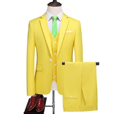 China Breathable Yellow Male Wedding Blazers Men Jacket Coat,Blazer Masculino Pants Invest Formal Tuxedo Prom Suit Men 3 Pieces Set for sale