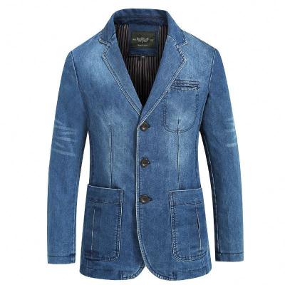 China Fall 2022 Breathable Plus Size Men's Suits And Blazer Men's Jean Suits Denim Jacket Blazer Casual Mens Suit For Men for sale