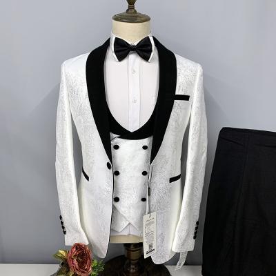 China Anti-Wrinkle Mens Dinner Jacquard Fashion Suit Luxury Wedding Suits Slim Fit Set 3 Pieces Men's Clothing And Blazer 2021 Coat Breeches Mens Suit for sale