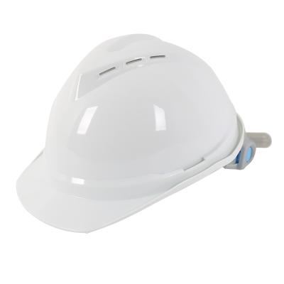 China Construction V-Style ABS Overflow Wide Chin Strap Industrial Safety Helmet With Push Button for sale