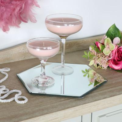 China Contemporary Sexangle Mirror Candle Dish With Beveled Edge Polishing for sale