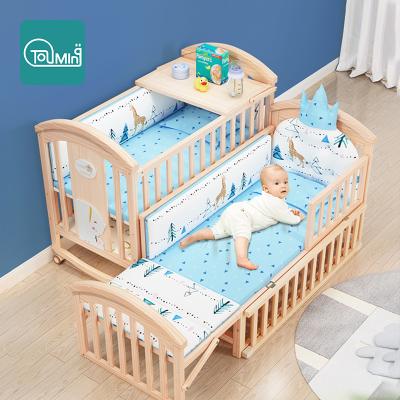 China Wholesale Modern Foldable Fence Wooden Sleep Bedding Set Newborn Kids Swinging Rail Protector Boy Toddler Crib Bed Baby Cribs for sale