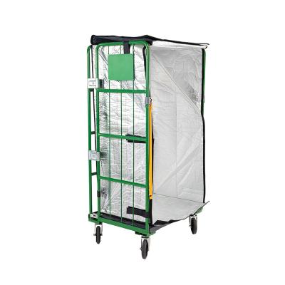 China Lockable Metal Storage Cages With Wheels Mink Wire Mesh Cage Folding Trolleys Security Rolling Container for sale