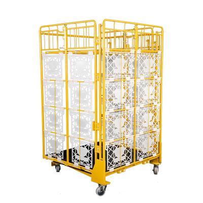 China Foldable Rolling Handle Rolling Handle Cage Pick Universal Logistics Roll Cage Container Trolley for sale