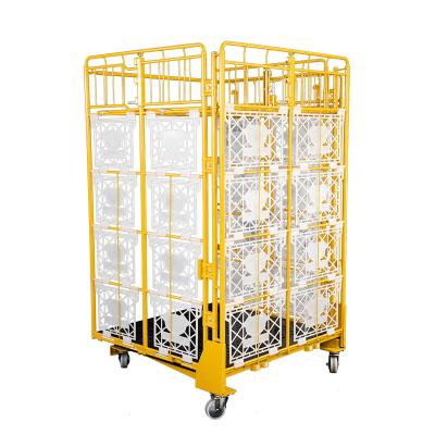 China Collapsible Stock Pallet Warehouse Vending Cart Roll Cage Containers Collapsible Collapsible Lockable Storage Transport for sale