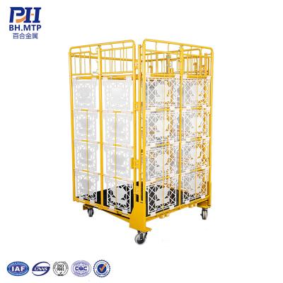 China Steel Roll Collapsible Hot Logistics Folding Wire Mesh Durable Metal Security Warehouse Sale Safety Cage Trolley for sale