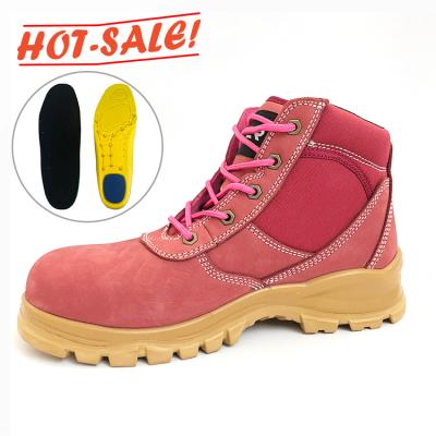 China Fashionable Brand Anti-skid Toe Pink Safety Shoes Women Steel Safety Shoes Manufacturer for sale