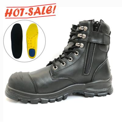 China New Style High Quality Anti-Slip Black Action Leather Safety Work Shoes High Ankle Steel Toe Anti Static Safety Shoes for sale