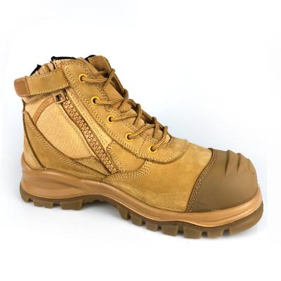 China Medium Cut Australia Steel Toe Cap Top Layer Nubuck Leather Shoes Safety Boots for sale