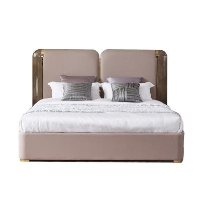 China (Others)Adjustable Italian Style Home Furniture Sets Luxury Real Leather Luxury Villa Bed Bedroom Furniture for sale