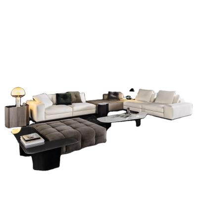 China Modern Minimalist Living Room Sofa Sofa Bed Villa Furniture Leather Fabric Combination High End Sofa for sale