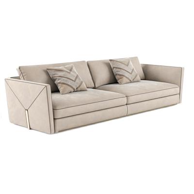 China Sofa bed italian style leather sofa, light luxury and art minimalist leather sofa, villa luxury home furniture for sale