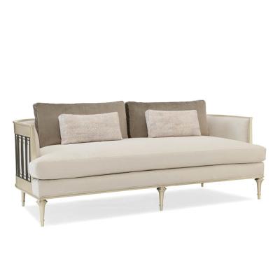 China Relieve Combination Sofa Fabric Art Three Person American Light Luxury Stainless Steel Solid Wood Curved Sofa for sale