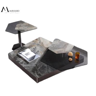 China Italian foreign high-grade special-shaped slab coffee table rock villa living room modern natural marble coffee table for sale