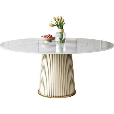 China Other luxury modern minimalist round rock slab table home small apartment turntable insulation round dining table light for sale