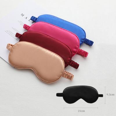 China Luxury Custom Silk Mask Reusable Blindfold Anti-Puffiness Eye Sleep Dark Blue Silk Eye Masks With Logo for sale