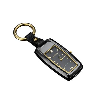 China New Functions USB Rechargeable Metal Lighter Windproof Multi Functions Key Chain Lighter Minimalist Watch Flameless for sale