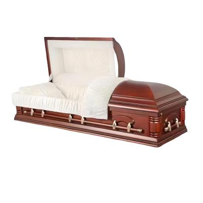 China American Style Handle Pacifica Cremation Wood Wooden Paulownia Veneer Satin White Crepe Cremation Caskets Coffin for sale