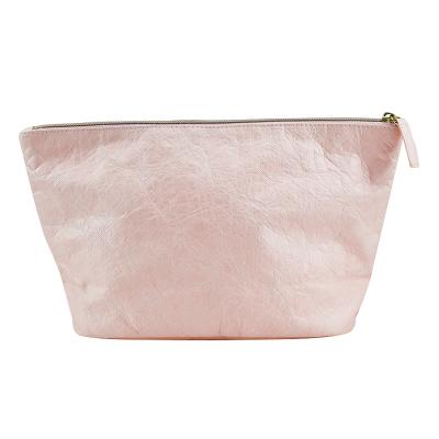 China Durable Pink Nylon Zipper Travel Washable Tyvek Paper Waterproof Cosmetic Bag for sale