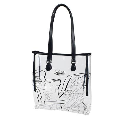 China High Quality Handle Tote Bag Lady Custom Pvc Transparent Clear Shopping Bag for sale