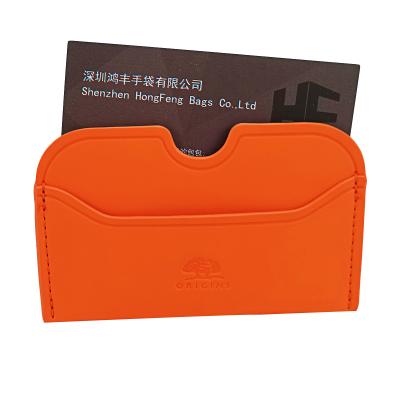 China Fashion 3 Layer Red Embossed Logo PU Leather Custom Mini Card Case for sale