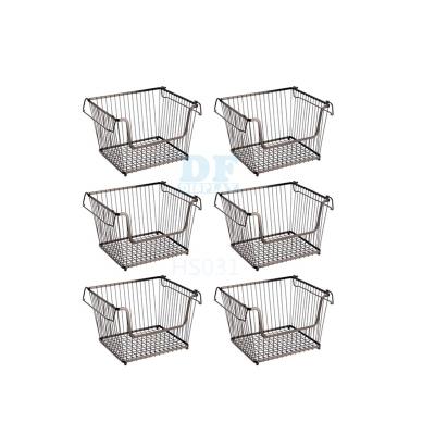 China 6PCS Modern Stackable Trash Basket Sustainable HS031B PACK With Handles Metal Food Storage Organizer for sale