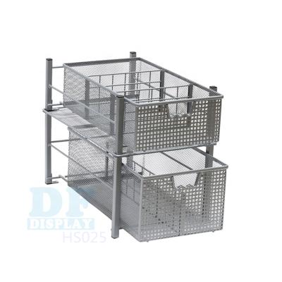 China HS025 BATHROOM USE 2 ROW Mesh Cabinet Basket Organizer Viable for sale