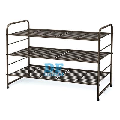 China HS060 3-Tier Shoe Rack Organizer, Expandable and Adjustable Stackable Stored Storage Shelf Shoe, Wire Rack for sale