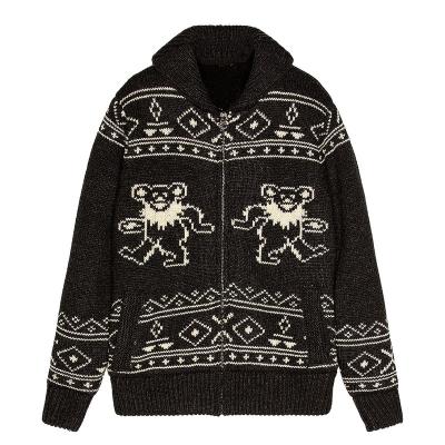 China Custom Knitwear Art Custom Knit Sweater Men Spring Jacquard Wadding Logo Cardigan Autumn Winter Cardigan for sale