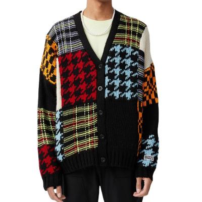 China Custom Knitwear Art Custom Knit Sweater Men Autumn Winter Spring Jacquard Wadding Cardigan Logo Sweater for sale