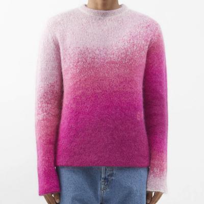 China Custom Sweater Cashmere Wool Top Men Knitting Jacquard Mohair Knitted Cotton Knitwear Fuzzy Sweater for sale