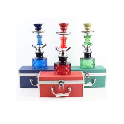 China Good quality and unique design portable travel set hookah and double PVC hose hookah small metal stainless steel suitable bar iron gift box for sale