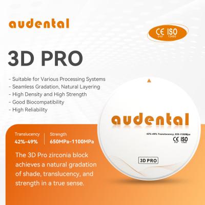 China Audentaal tandheelkundig materiaal 3d Pro Consumables Machinery Material Zirconia Blocks Tandheelkundig laboratorium Te koop