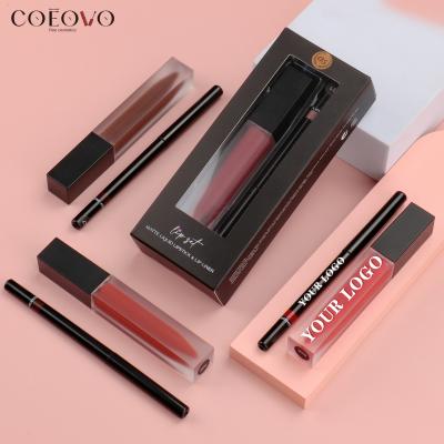 China COEOVO waterproof make logo lip kit private label lip gloss and liner lipliner and lipstick set for sale