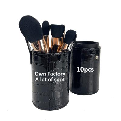 China Angular blush wholesale all black makeup brushes black profesional brochash de maquillaj brushes for sale