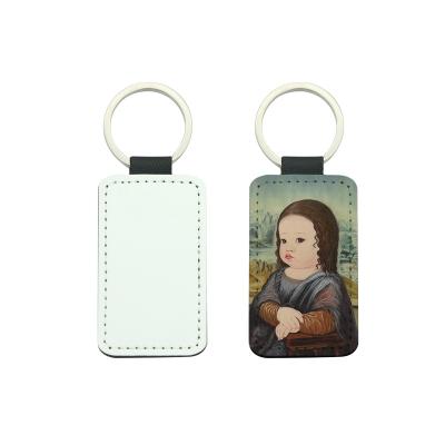 China Key Connector Blank Square Shaped DIY Printing Sublimation Leather Keychains For Decoration for sale