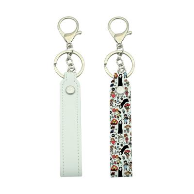 China Sublimation Blanks Custom Promotional Lanyard Lanyard Hand Printed Sublimation PU Leather Key Chain for sale