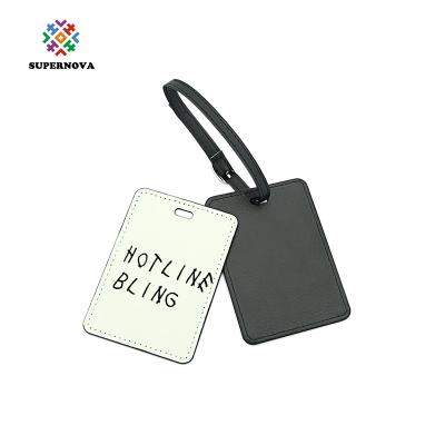 China Fanshion Printing Blank Leather Strap Custom Luggage Tag Hard Sublimation Luggage Tag for sale