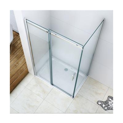 China Modern EX-904 2 Door Frame Stainless Steel Luxury Sliding Straight Shower Stall With ABS Trays for sale